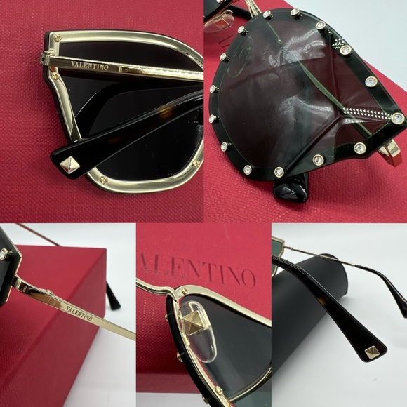 Authentic Valentino Garavani Crystal rockstuds black frame Sunglasses - Picture 11 of 17